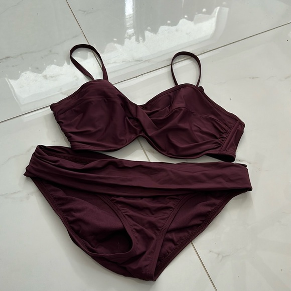 Sunset’s burgundy bikini in good condition. - Picture 1 of 11